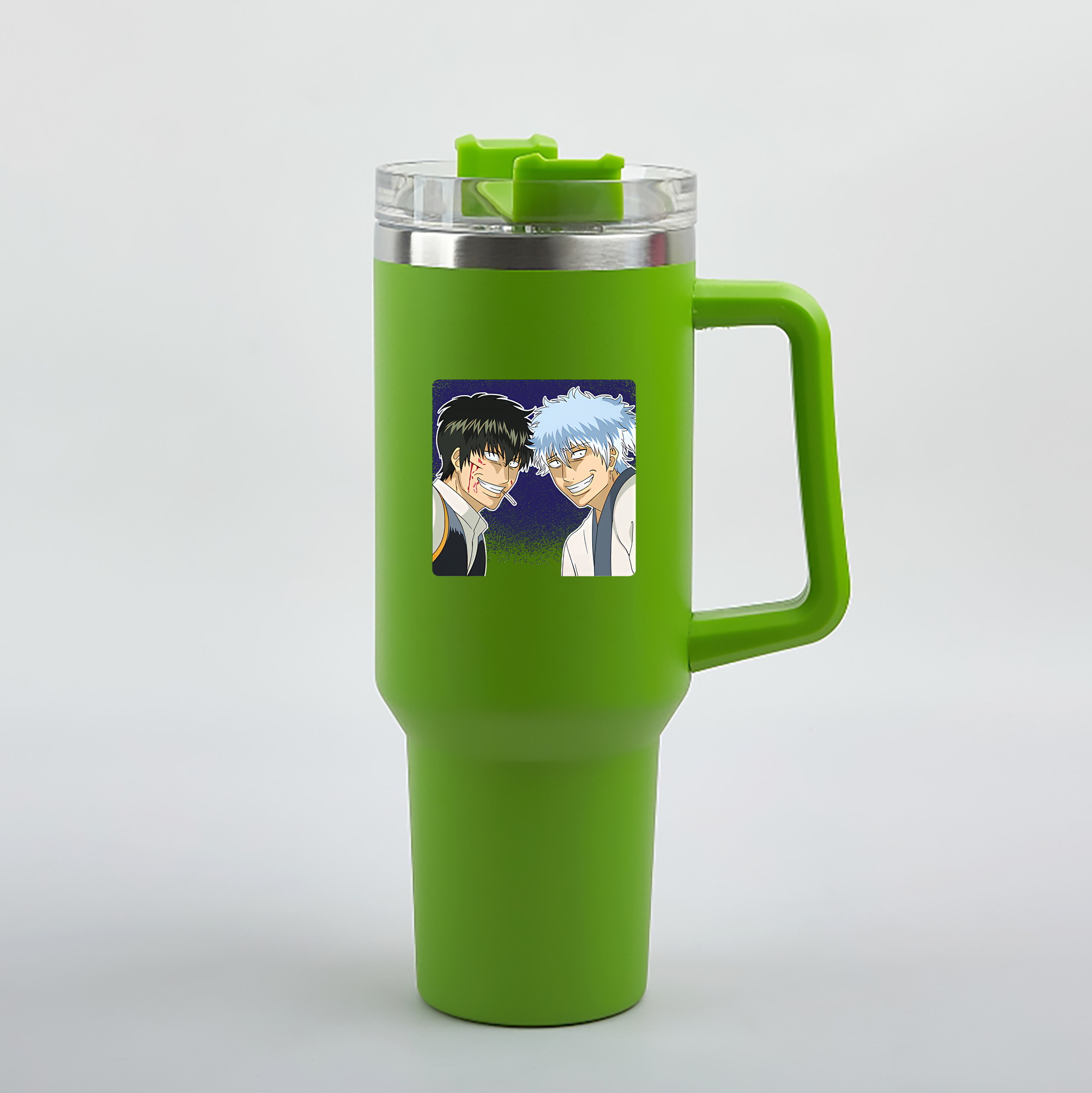 （画像用） ぎんたま 坂田銀時（さかたぎんとき） 神楽 志村新八（しむら しんぱち） GINTAMA Sakata Gintoki Kagura Shimura Shinpachi 1200mL車用タンブラー（カラープリント）